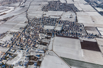 Vue aérienne de Vue aérienne d'hiver sous la neige à le quartier Dammheim in Landau in der Pfalz dans le département Rhénanie-Palatinat, Allemagne