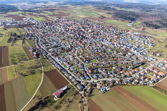 Vue aérienne de Aperçu général et zone urbaine à Deckenpfronn dans le département Bade-Wurtemberg, Allemagne