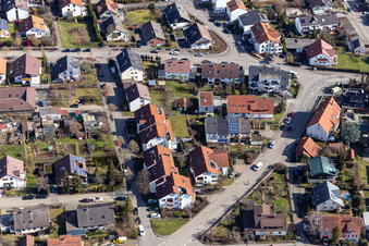 Vue aérienne de Enzianstr à le quartier Malmsheim in Renningen dans le département Bade-Wurtemberg, Allemagne