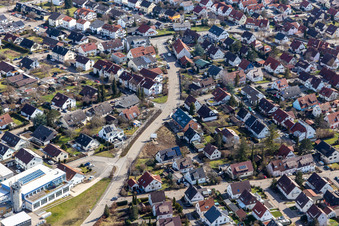 Photographie aérienne de Perouser Straße avec Schneider Fensterbau GmbH à le quartier Malmsheim in Renningen dans le département Bade-Wurtemberg, Allemagne