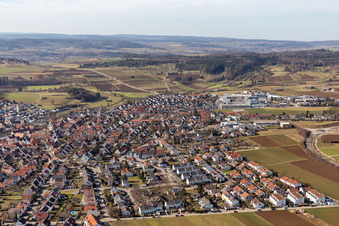 Photographie aérienne de Vue de la ville depuis l'est à le quartier Malmsheim in Renningen dans le département Bade-Wurtemberg, Allemagne