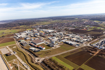 Vue aérienne de Zone industrielle de Benzstr à Renningen dans le département Bade-Wurtemberg, Allemagne
