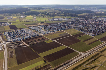 Vue aérienne de Schnallenäcker à le quartier Malmsheim in Renningen dans le département Bade-Wurtemberg, Allemagne