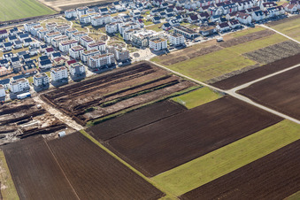 Vue aérienne de Schnallenäcker 2 à le quartier Malmsheim in Renningen dans le département Bade-Wurtemberg, Allemagne