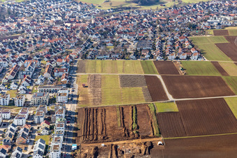 Vue aérienne de Entre la Nelkenstraße et la Lilienstr à le quartier Malmsheim in Renningen dans le département Bade-Wurtemberg, Allemagne