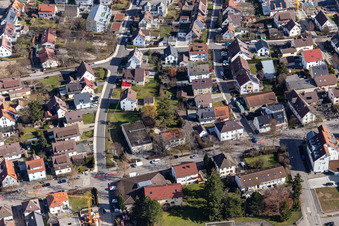 Vue aérienne de Rue Martin Luther à Renningen dans le département Bade-Wurtemberg, Allemagne