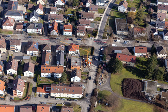 Vue aérienne de Rue de la gare à Renningen dans le département Bade-Wurtemberg, Allemagne