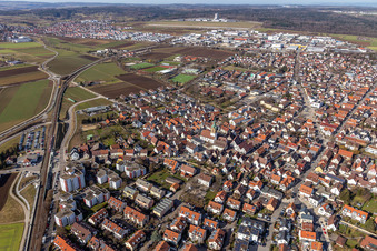 Renningen dans le département Bade-Wurtemberg, Allemagne depuis l'avion