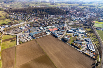 Vue aérienne de Zone commerciale de la Benzstrasse à Herrenberg dans le département Bade-Wurtemberg, Allemagne