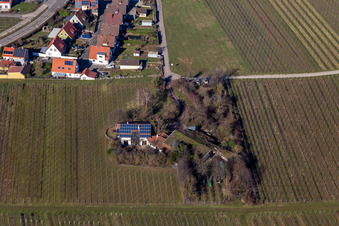 Vue aérienne de Bioland Viticulture Sous le Toit d'Herbe à le quartier Wollmesheim in Landau in der Pfalz dans le département Rhénanie-Palatinat, Allemagne