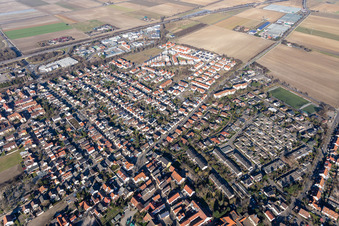 Vue aérienne de Oggersheimer Straße à le quartier Ruchheim in Ludwigshafen am Rhein dans le département Rhénanie-Palatinat, Allemagne