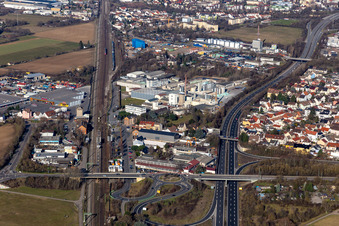 Vue aérienne de Site de l'usine Wöllner GmbH à le quartier Rheingönheim in Ludwigshafen am Rhein dans le département Rhénanie-Palatinat, Allemagne