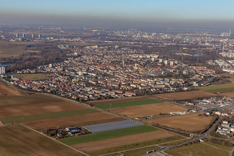 Vue aérienne de Zone du centre-ville dans la zone urbaine "Gartenstadt à le quartier Gartenstadt in Ludwigshafen am Rhein dans le département Rhénanie-Palatinat, Allemagne