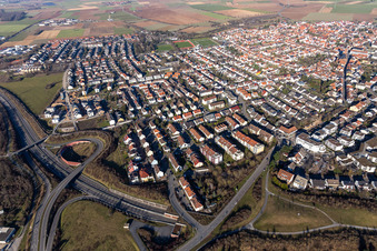 Vue aérienne de Plankstadt dans le département Bade-Wurtemberg, Allemagne