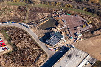 Vue aérienne de Nouveau bâtiment pour la police fédérale à Kandel dans le département Rhénanie-Palatinat, Allemagne