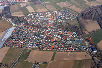 Vue aérienne de Champs agricoles et terres agricoles à Kuhardt dans le département Rhénanie-Palatinat, Allemagne
