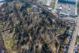 Vue aérienne de Cimetière Speyer à le quartier Burgfeld in Speyer dans le département Rhénanie-Palatinat, Allemagne