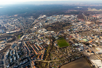 Vue aérienne de Cimetière à le quartier Burgfeld in Speyer dans le département Rhénanie-Palatinat, Allemagne