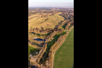 Vue oblique de Terrain du parcours de golf du Golf Club Pfalz à le quartier Geinsheim in Neustadt an der Weinstraße dans le département Rhénanie-Palatinat, Allemagne