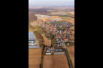 Vue aérienne de Vue du village depuis l'ouest à Freisbach dans le département Rhénanie-Palatinat, Allemagne