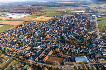 Photographie aérienne de Zeiskam dans le département Rhénanie-Palatinat, Allemagne