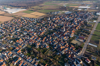 Vue oblique de Zeiskam dans le département Rhénanie-Palatinat, Allemagne