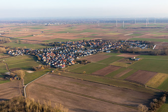 Vue aérienne de Knittelsheim dans le département Rhénanie-Palatinat, Allemagne