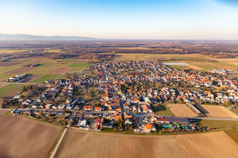 Photographie aérienne de Champs agricoles et terres agricoles à Ottersheim bei Landau dans le département Rhénanie-Palatinat, Allemagne