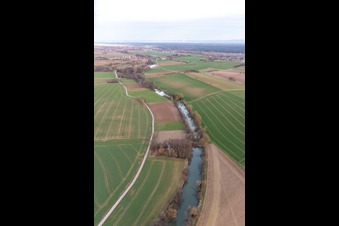 Vue aérienne de Étangs à poissons d'Otterbach à Niederotterbach dans le département Rhénanie-Palatinat, Allemagne
