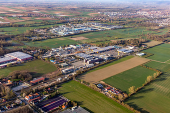 Vue aérienne de Zone industrielle Bornheim avec quincaillerie Hornbach à Bornheim dans le département Rhénanie-Palatinat, Allemagne