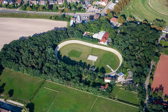 Vue aérienne de Piste cyclable dans la forêt de Haßloch à Haßloch dans le département Rhénanie-Palatinat, Allemagne
