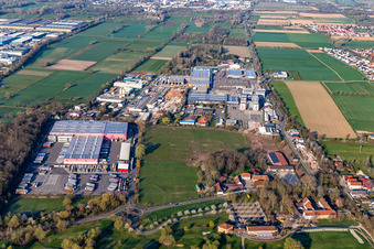 Vue aérienne de Magasin de bricolage HORNBACH Bornheim dans la zone industrielle Bornheim à le quartier Dreihof in Bornheim dans le département Rhénanie-Palatinat, Allemagne