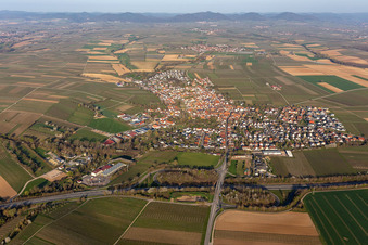 Vue aérienne de Vue sur le village à Insheim dans le département Rhénanie-Palatinat, Allemagne