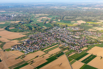 Vue aérienne de Vue du centre-ville de Kappel dans le quartier de Kappel Grafenhausen à le quartier Kappel am Rhein in Kappel-Grafenhausen dans le département Bade-Wurtemberg, Allemagne