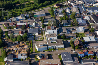 Photographie aérienne de Fondation du centre informatique de l'Église à le quartier Eggenstein in Eggenstein-Leopoldshafen dans le département Bade-Wurtemberg, Allemagne