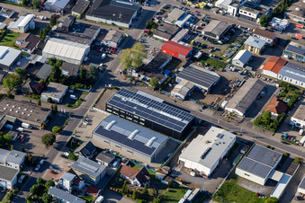 Vue aérienne de Technologie ITM à le quartier Eggenstein in Eggenstein-Leopoldshafen dans le département Bade-Wurtemberg, Allemagne