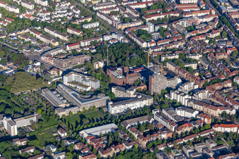 Vue aérienne de Brasserie Höpfner « Schlössel » à le quartier Oststadt in Karlsruhe dans le département Bade-Wurtemberg, Allemagne