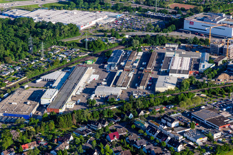 Vue aérienne de Marché de gros à le quartier Rintheim in Karlsruhe dans le département Bade-Wurtemberg, Allemagne