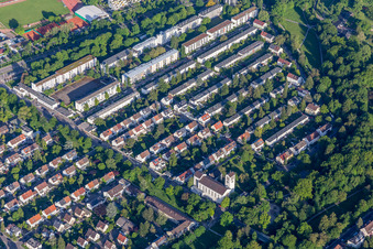 Vue aérienne de Dammerstock à le quartier Weiherfeld-Dammerstock in Karlsruhe dans le département Bade-Wurtemberg, Allemagne
