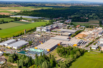 Photographie aérienne de Magasin de bricolage HORNBACH Bornheim dans la zone industrielle Bornheim à le quartier Dreihof in Bornheim dans le département Rhénanie-Palatinat, Allemagne