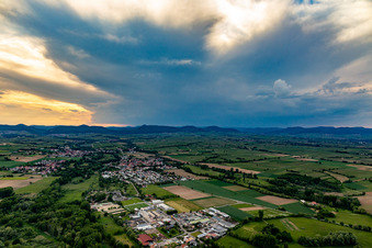 Photographie aérienne de Vue des rues et des maisons dans les quartiers résidentiels à le quartier Billigheim in Billigheim-Ingenheim dans le département Rhénanie-Palatinat, Allemagne