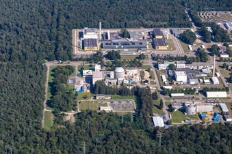 Vue aérienne de Campus Nord du KIT : MZFR (ancien réacteur de recherche polyvalent) à le quartier Leopoldshafen in Eggenstein-Leopoldshafen dans le département Bade-Wurtemberg, Allemagne