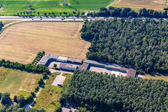 Vue aérienne de Centre d'accueil initial à Schröcker Tor à le quartier Leopoldshafen in Eggenstein-Leopoldshafen dans le département Bade-Wurtemberg, Allemagne