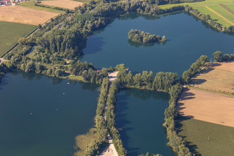 Vue aérienne de Maison des pêcheurs à Neupotz dans le département Rhénanie-Palatinat, Allemagne