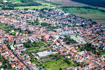 Photographie aérienne de Du sud-ouest à le quartier Wiesental in Waghäusel dans le département Bade-Wurtemberg, Allemagne