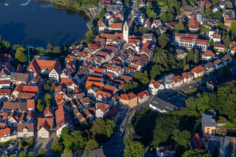 Vue aérienne de Porte de Wurzach à Bad Waldsee dans le département Bade-Wurtemberg, Allemagne