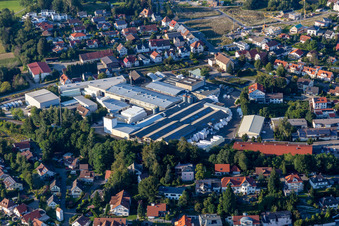 Vue aérienne de Locaux de l'usine DER Hirsch Porozell GmbH à le quartier Steinach in Bad Waldsee dans le département Bade-Wurtemberg, Allemagne