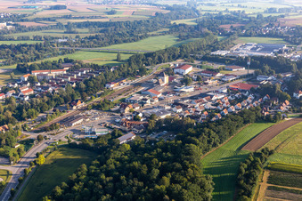 Vue aérienne de Gare ferroviaire à Riedlingen dans le département Bade-Wurtemberg, Allemagne