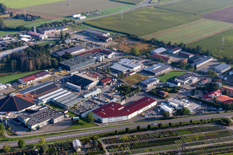 Vue aérienne de Parc industriel et implantation d'entreprises à le quartier Eichenau in Riedlingen dans le département Bade-Wurtemberg, Allemagne