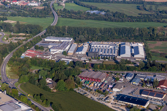 Vue aérienne de Sites d'usine de Linzmeier Bauelemente GmbH et FEINGUSS BLANK GmbH à le quartier Eichenau in Riedlingen dans le département Bade-Wurtemberg, Allemagne